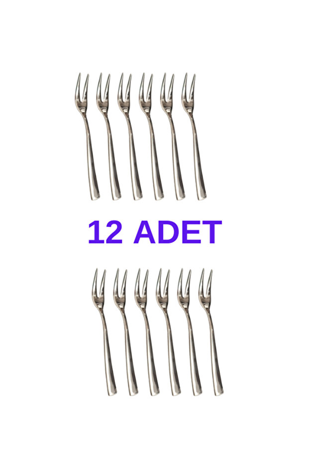 12 Adet Deniz Fondü Çatalı Fondü Seti Çatalı Zeytin Limon Meyve Çikolata Çatalı Nehir 18-10 - 1