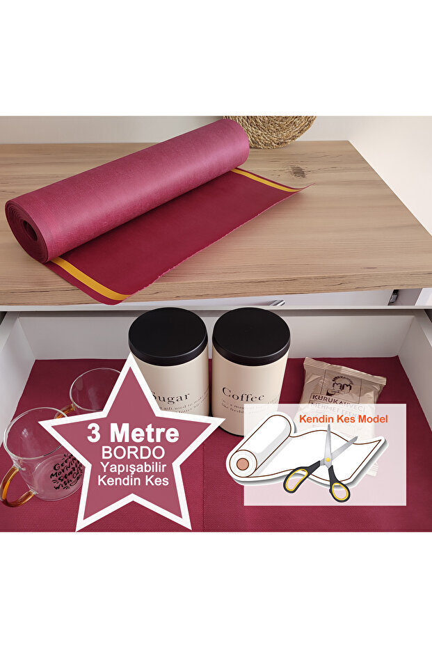 Cut It Yourself Burgundy 3m Adhesive Drawer Cabinet Organizer Kitchen Shelf Cover Non-Slip Anti-Slip