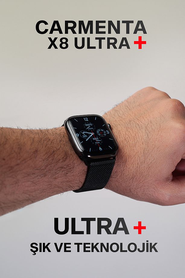 X8 Ultra Plus Akıllı Saat - 2 İnç, Tansiyon, Oksijen, Ateş, Nabız Ölçen Saat - İos ve Android Uyumlu - 2