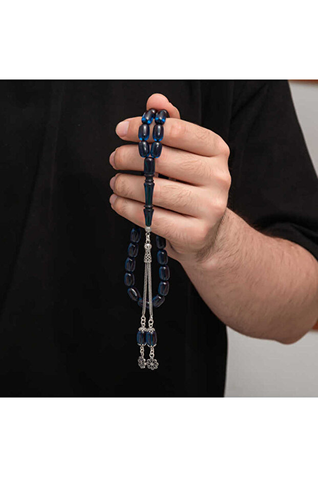 خرز صلاة عنبر مجعد بشرابة فضية