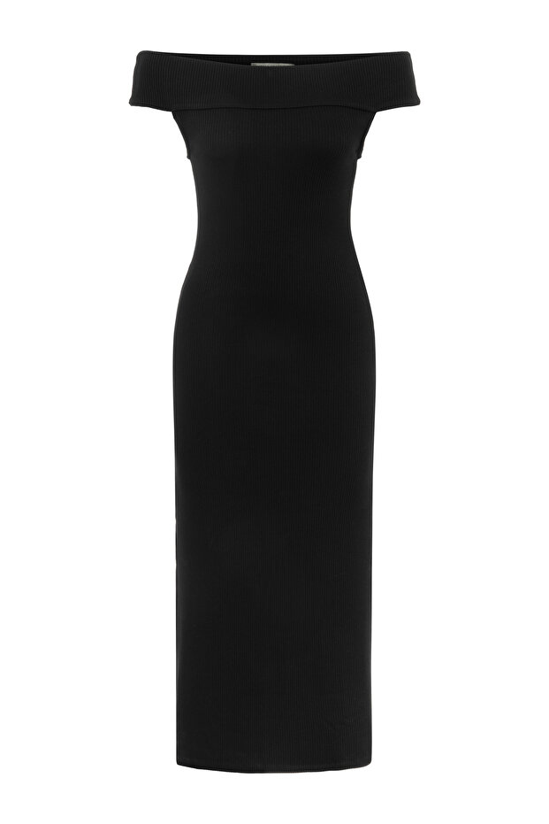 KAYIK YAKA MAXI ELBİSE - 1