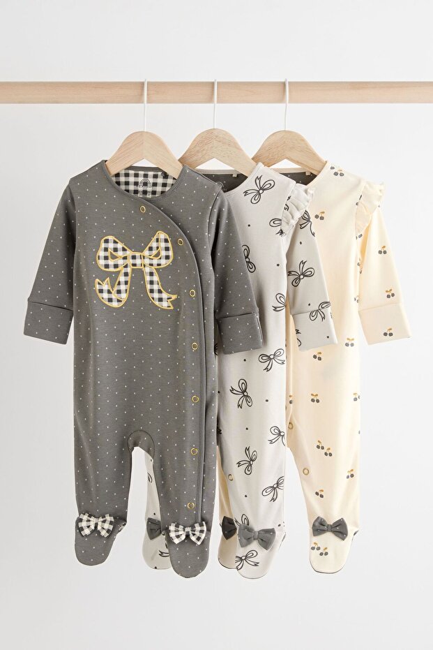 100% Organic Cotton Gray Ribbon 3-Piece Sleeping Bag Set Alyn77688
