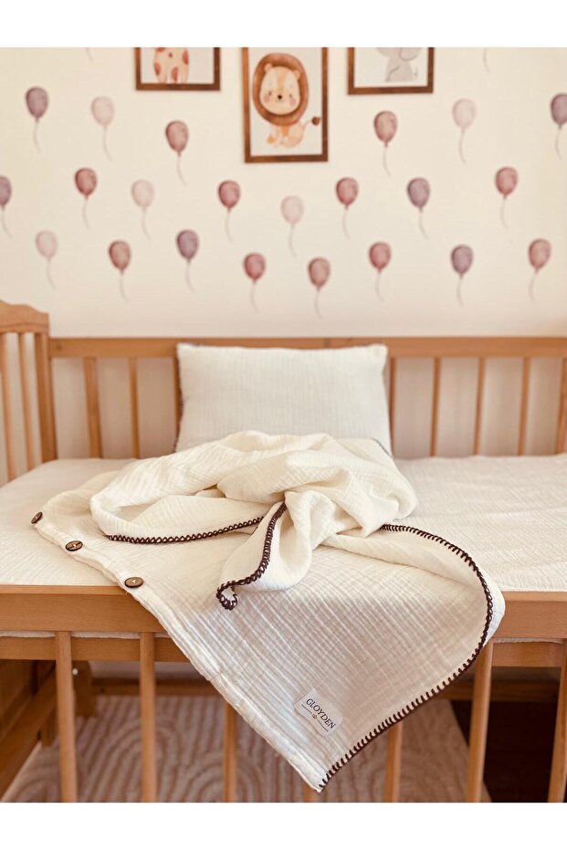 Baby Muslin Duvet Cover Set Ecru 100 X 150