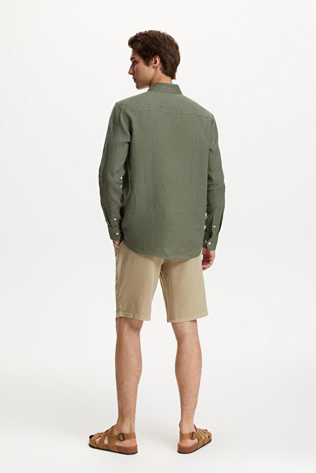 REGULAR FIT KETEN GÖMLEK - 4