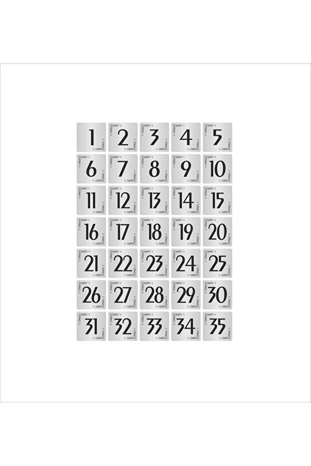 Metal Door Table Cabinet Number Plate 5X5Cm Silver Color 35 Pieces (1…35)