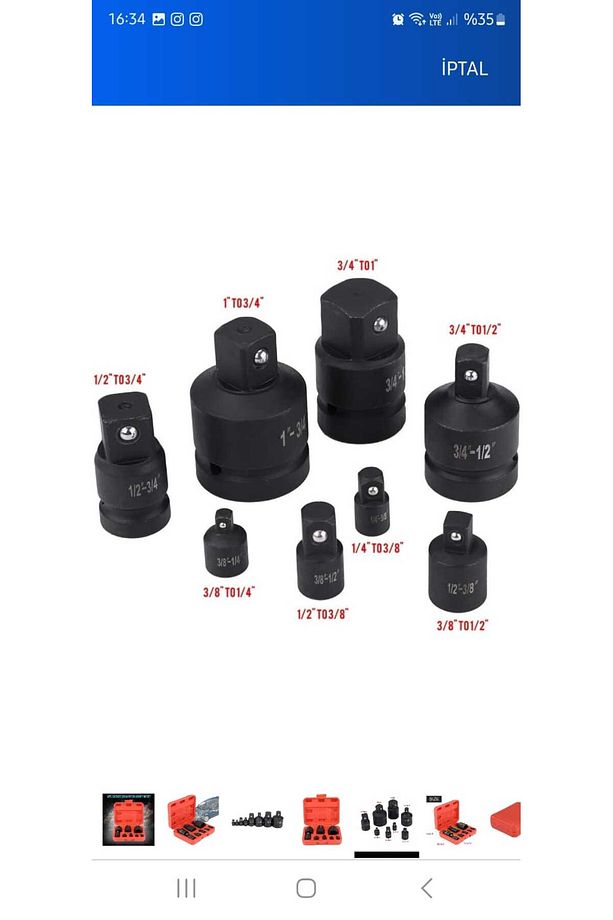 8 Adet Soket Dönüştürücü Adaptör Redüktör Dönüştürücü Adaptör Seti - 3