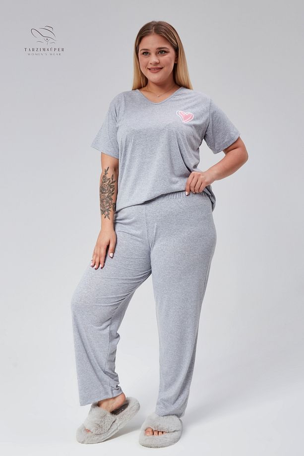 Kışlık Lüks Pijama Takımı Beli Lastikli Konfor Modeli Viskon Pamuklu Kadın Pijama Takım - 6