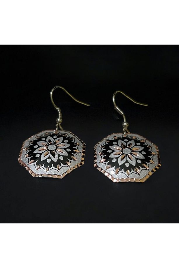 Bakır küpe, kupe, Bakır küpe modeli, işlemeli küpe, Saf bakır küpe, pembe küpe, kadın küpe - 3