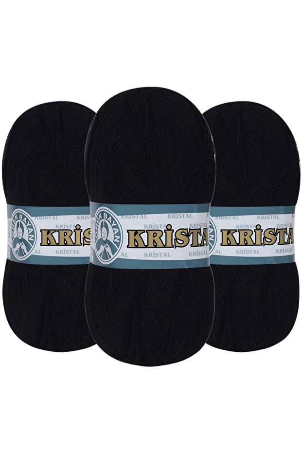 Ören Crystal Hand Knitting Yarn Black 999 3-Ply Fine Fiber Yarn