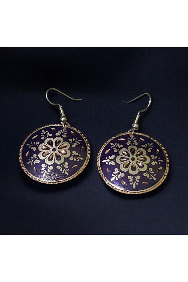 Bakır küpe, kupe, Bakır küpe modeli, işlemeli küpe, Saf bakır küpe, pembe küpe, kadın küpe - 6