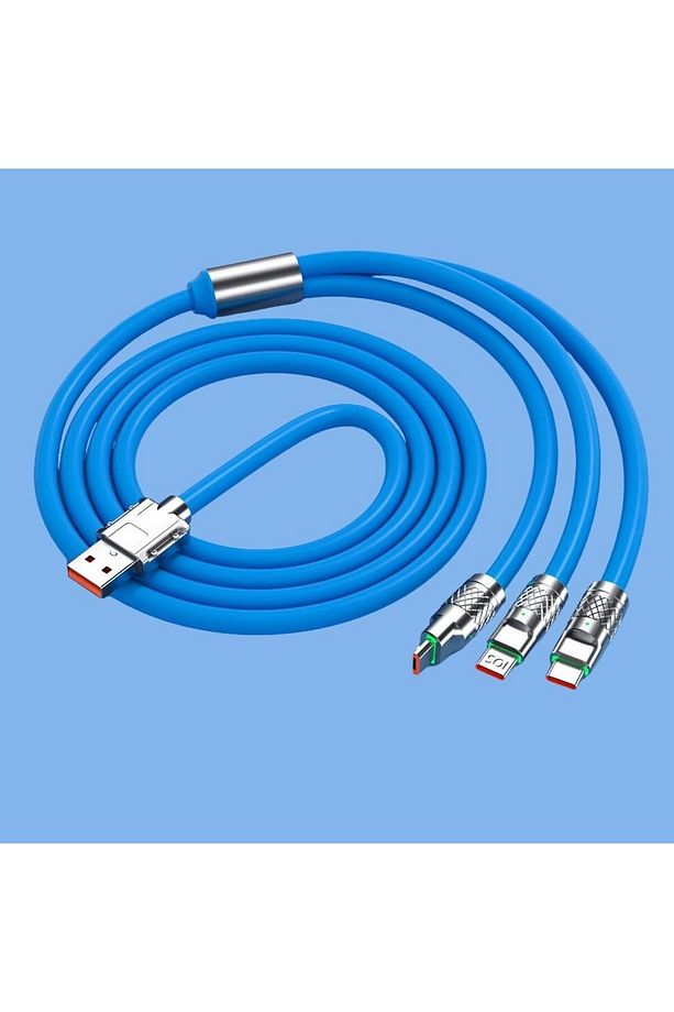Buffer®kutulu 3 Şarj Aleti 1 Arada Çinko Alaşım Hızlı Şarj Kablosu Mavi 3 In 1 - 2