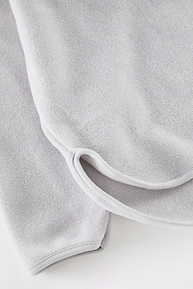 Gri Kalın Polar Kapüşonlu ve Fermuarlı Oversize/Bol Kesim Örme Büyük Beden Sweatshirt TBBAW25AO00030 - 10