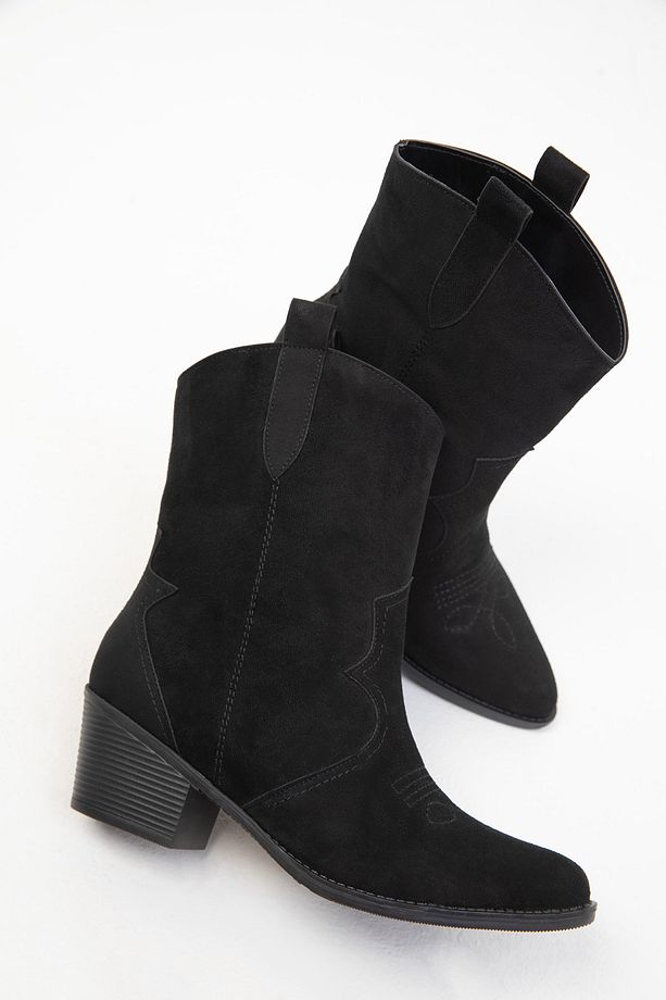Siyah Süet Kadın Bot & Bootie 19820 - 4