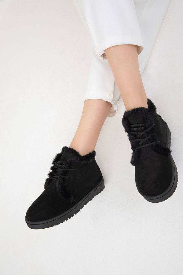 Siyah Süet Kadın Bot & Bootie 19853 - 5