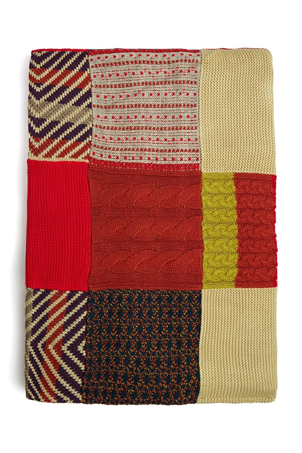Pamuklu Çift Kişilik Patch Battaniye - Multı Renk - 7