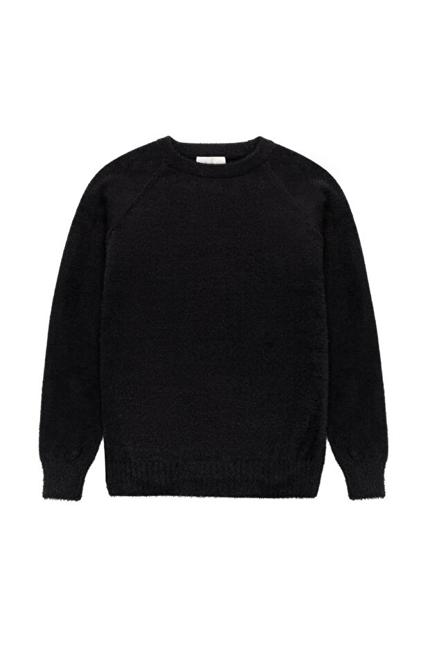 Hazel Pullover Bisiklet Yaka Rahat Kesimı Kadın Triko Kazak - Siyah - 6