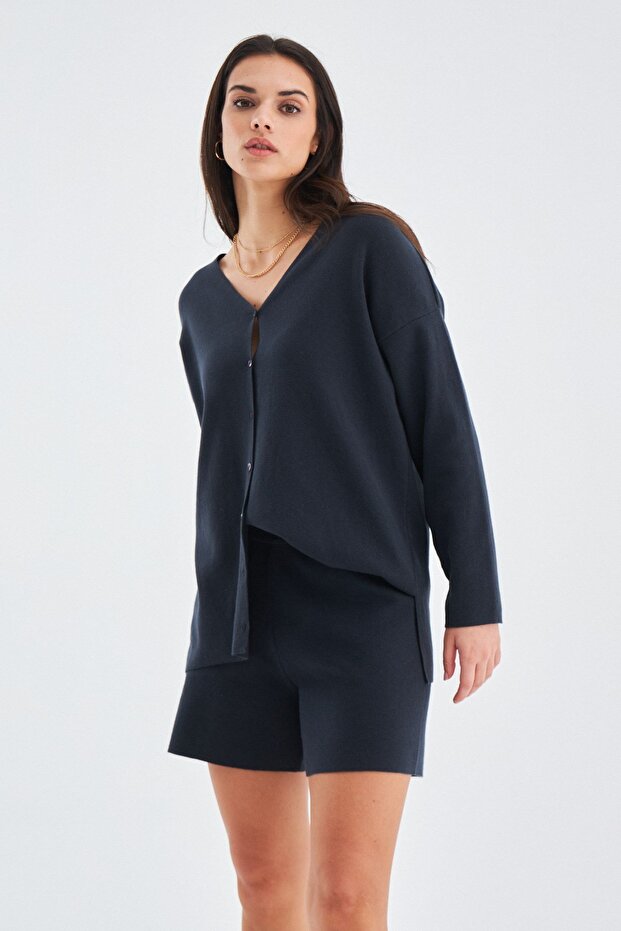 %100 Pamuk Kadın Şort - Antrasit - 4