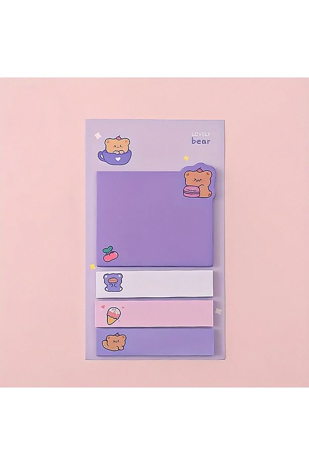 Mor Temalı 4 Renkli Not Seti • Post-it • Sticky Note (GGK-MBQ035) - 1