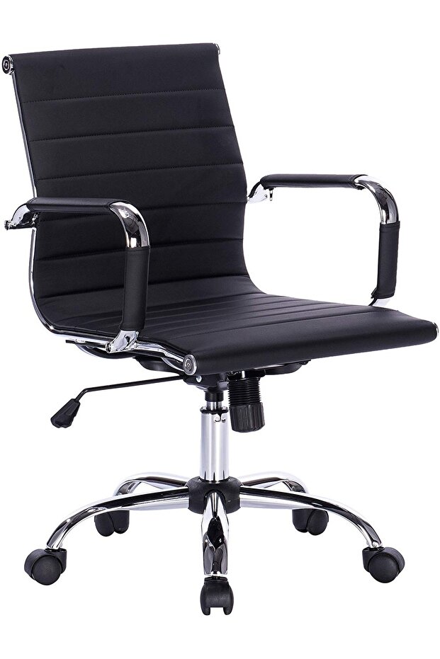 Ultimate 031L Eames Replica Lowback Chair, Black - Ergonomic, Height Adjustable, Comfy