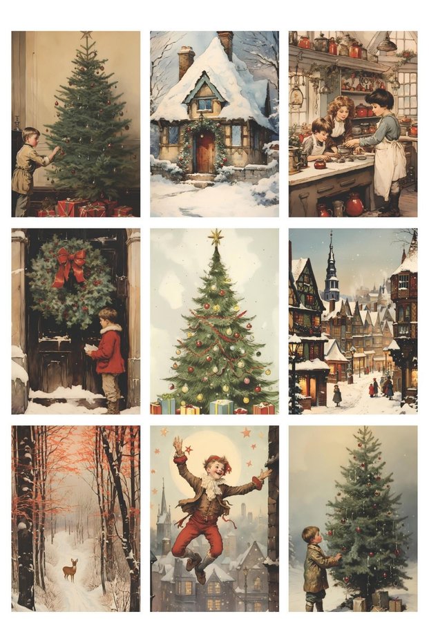 New Year Themed Nostalgic 9-Piece Postcard Photocard Series Model 12