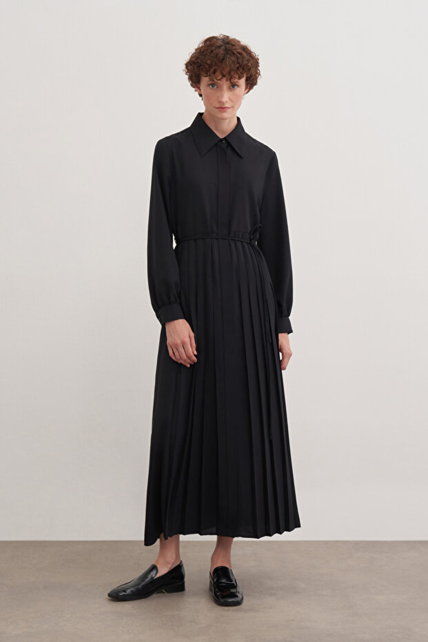 Pileli Gömlek Elbise - 1