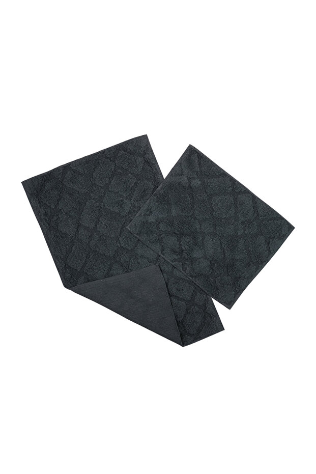 سجادة حمام 2 قطعة أنثراسايت منقوشة بنقوش مختلطة - 1