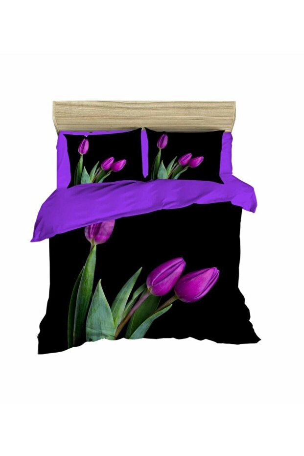 Purple Tulip Digital Duvet Cover Set