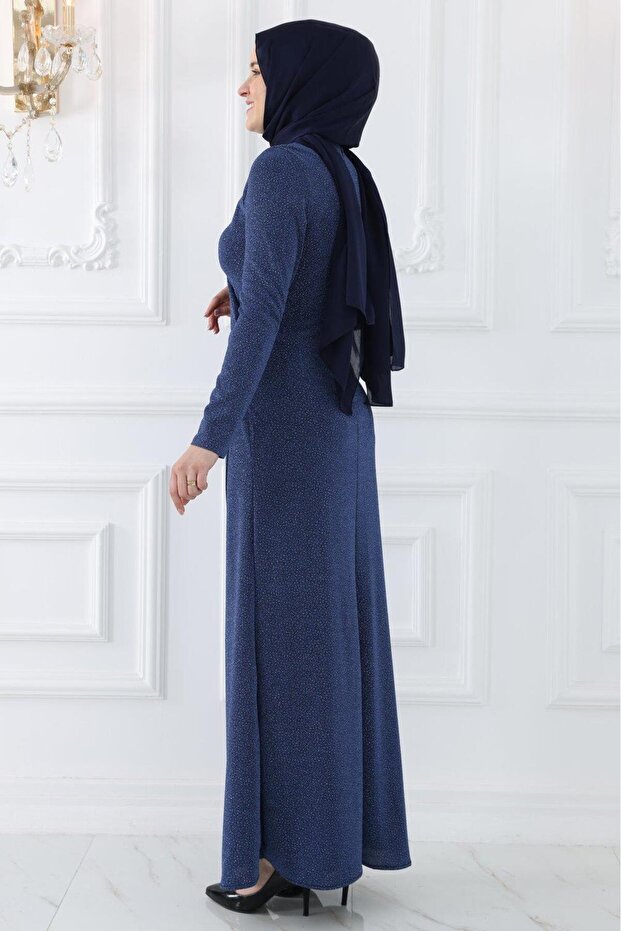 Simay Tesettür Abiye İndigo - 3