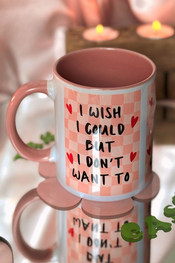 I WISH I COULD BUT I DON'T WANT TO İçi ve Kulbu Pembe Kupa - 5
