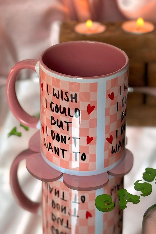 I WISH I COULD BUT I DON'T WANT TO İçi ve Kulbu Pembe Kupa - 3
