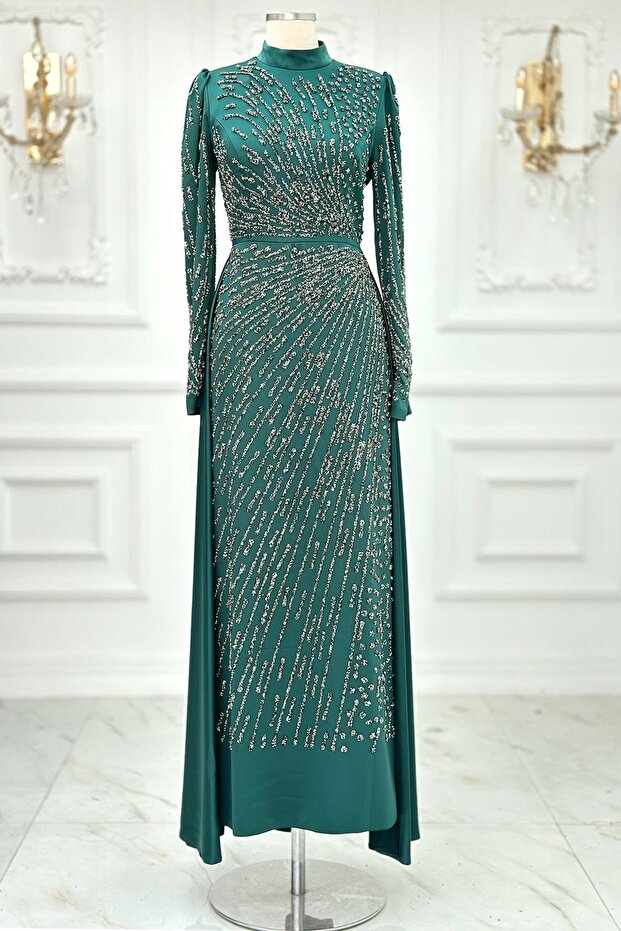 Meltem Tesettür Evening Dress Emerald