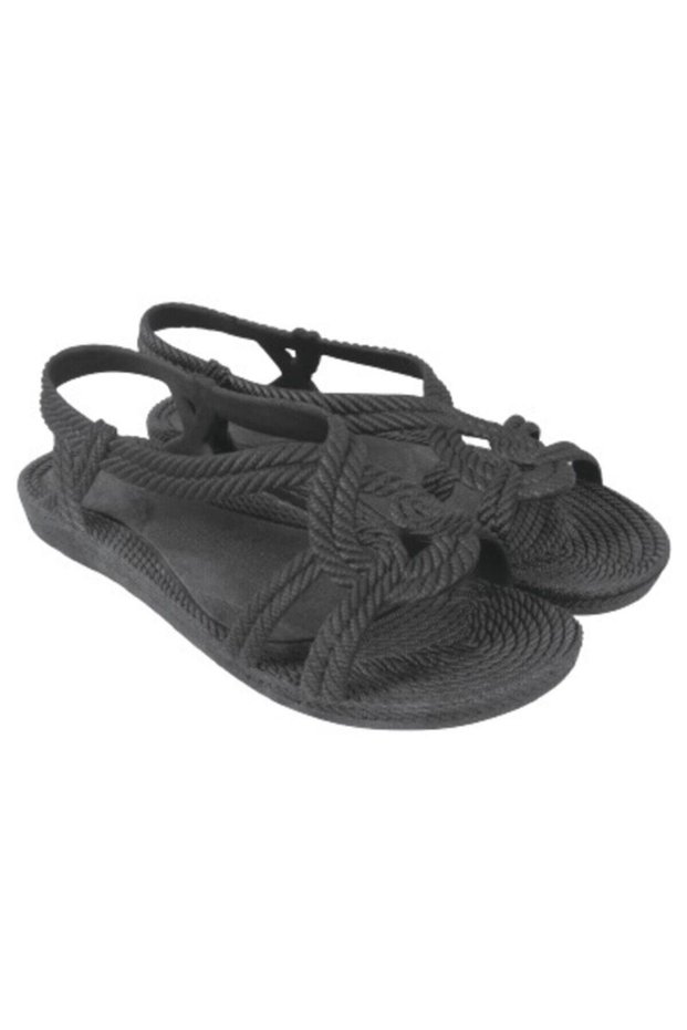 Knitted Patterned Non-Slip Sole Soft Sandals Black 38