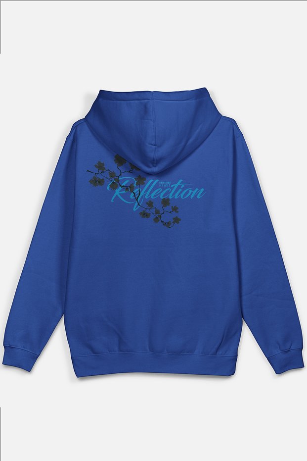 Blue Oversize Sweatshirt Night Flowers Back Printed Letter Hooded Sweatshirt Oversize H1204