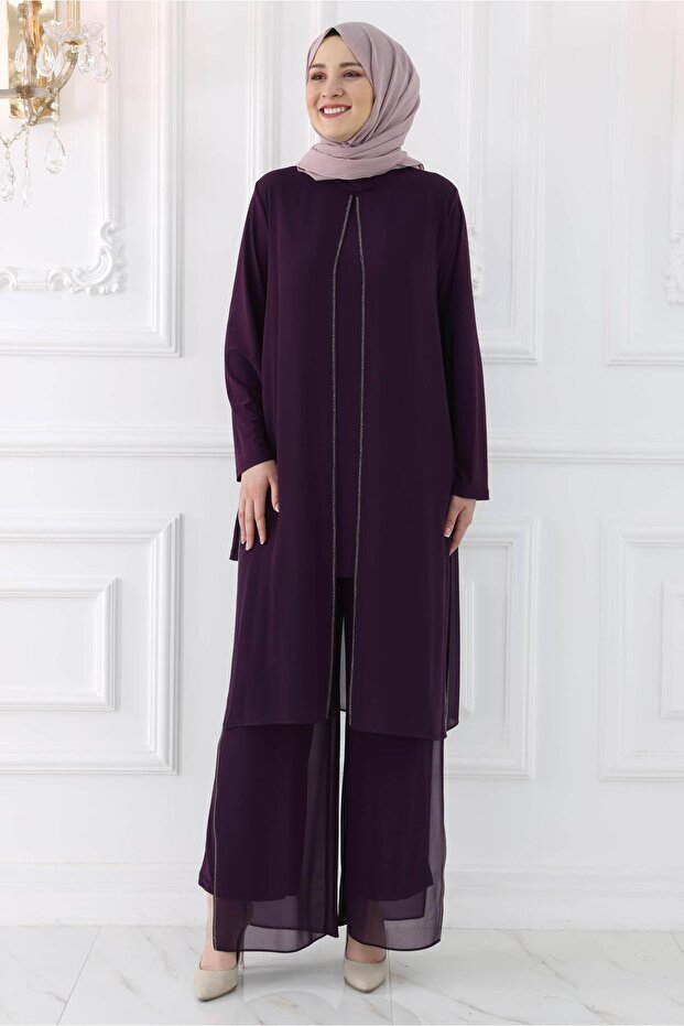 Ayça Hijab Plum Evening Dress