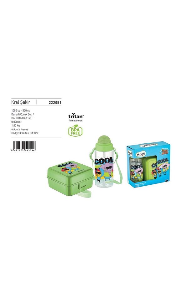 Lisanslı Kral Şakir Beslenme Kabı Pipetli Trıtan Matara Set - 1