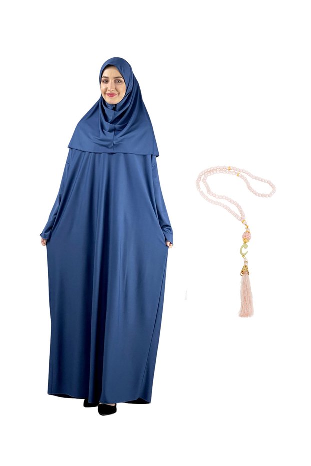 Elegant Prayer Dress and Turban Prayer Beads Set Hijab Shawl Muslim Clothing Abaya