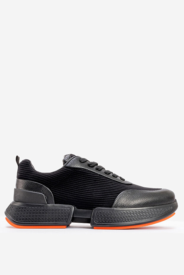 Men's High Sole Lace-Up Leather Comfort Sneaker Mc 20276 Black