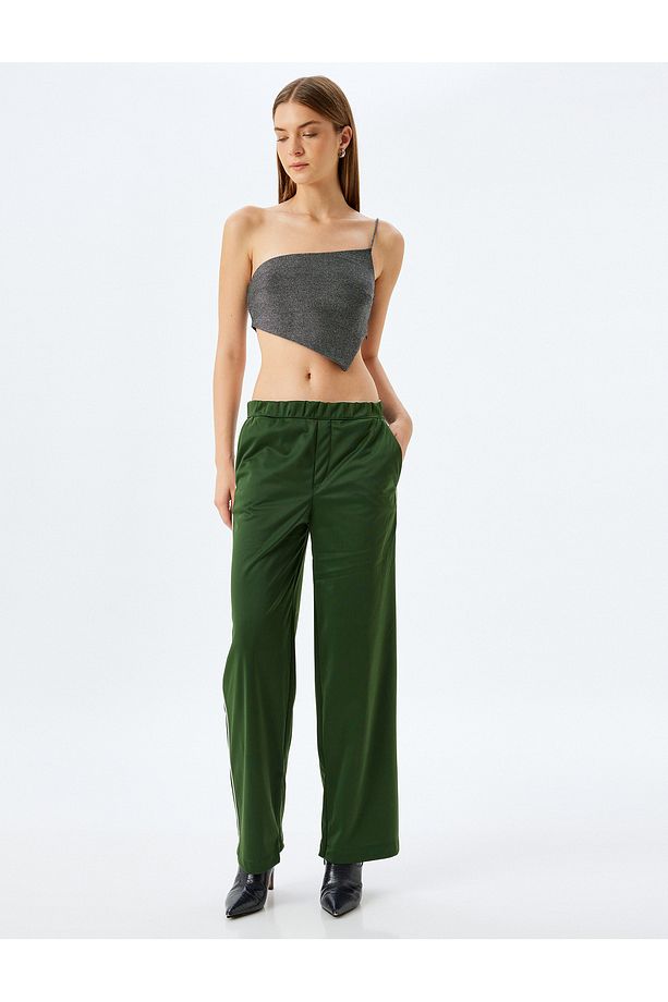 X Inji - Crop Simli Tek Omuz Asimetrik Kesim Slim Fit Bluz - 2