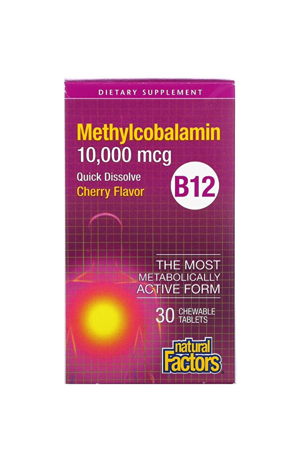 B12 Methylcobalamin, 10000 mcg, 30 Chewable Tablets