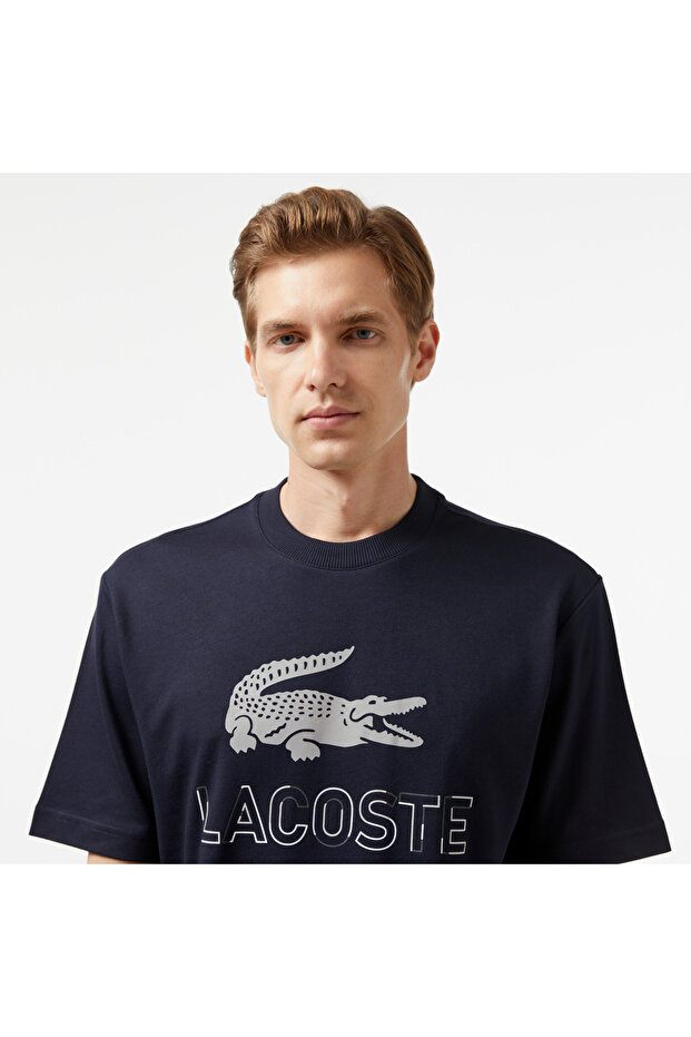 Erkek Regular Fit Bisiklet Yaka Baskılı Lacivert T-Shirt - 4