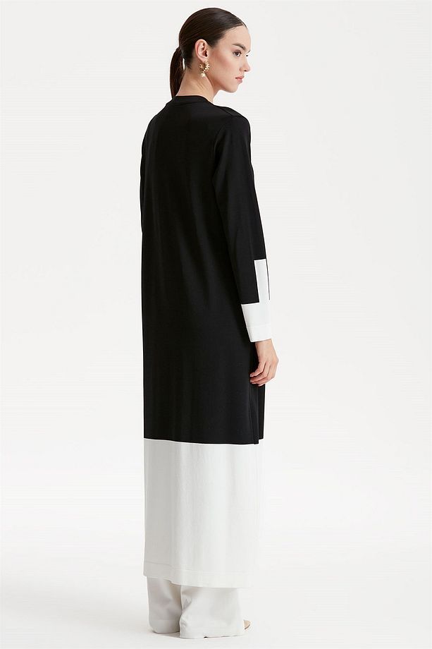 Renkli Rayon Triko Tunik Elbise Siyah - 4