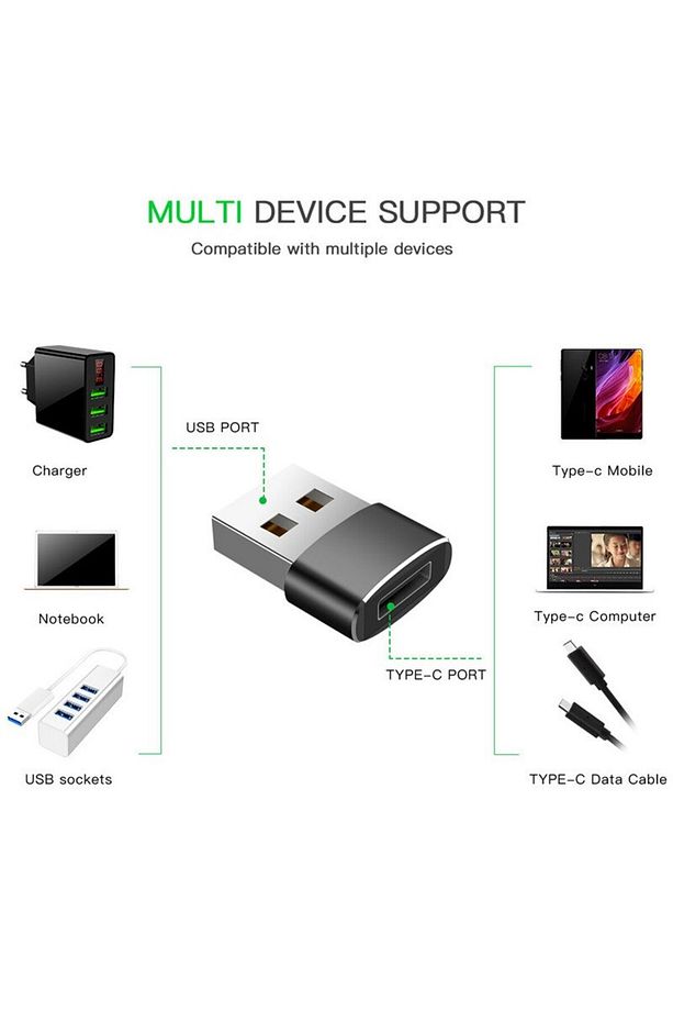 Yeni Nesil Başlık Aparatı Usb 3.0 To Type C 3.1 Şarj Data Çevirici Dönüştürücü Adaptör Siyah - 6