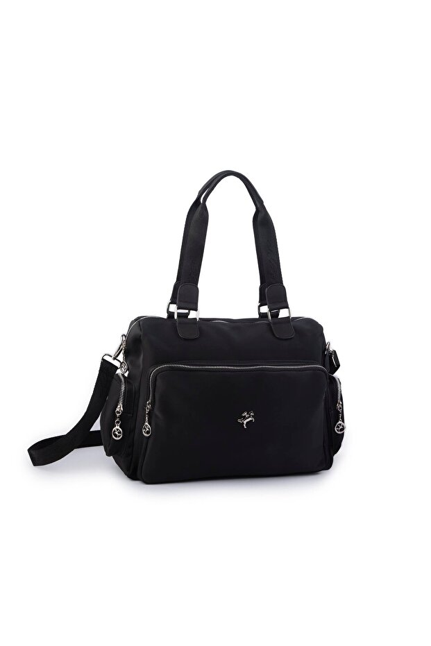 Women's Large Size Shoulder Bag Black Buzzy (Width: 37, Height: 30 cm)