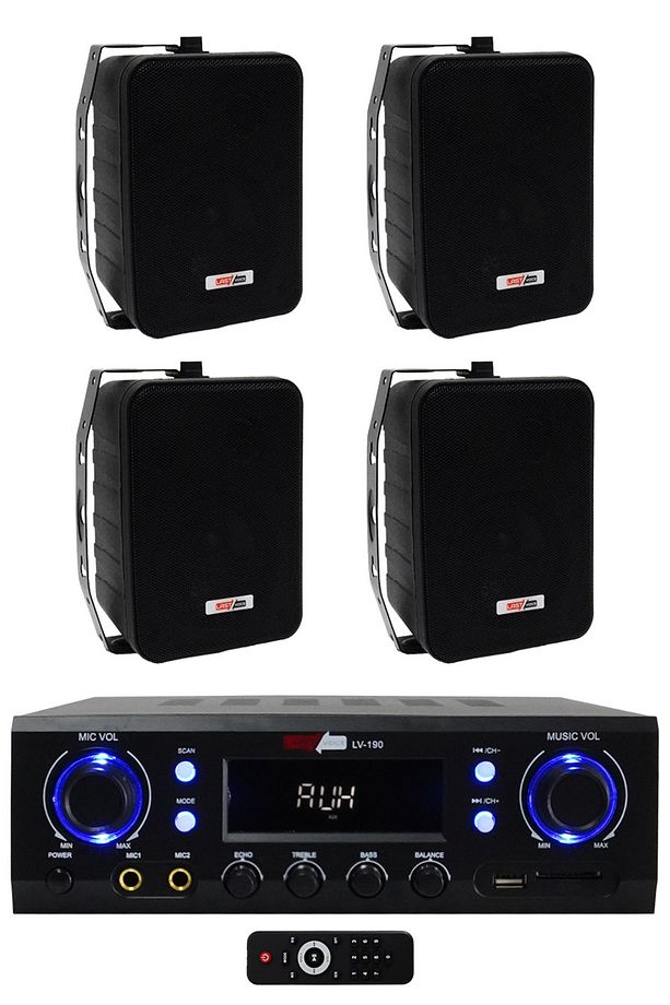 Black Wall Small Paket-2 Hoparlör Ve Anfi Ses Sistemi Seti (1 ANFİ 4 HOPARLÖR) - 1