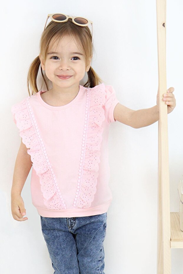 Girl's T-Shirt Laced 1.5-5 Years, Pink