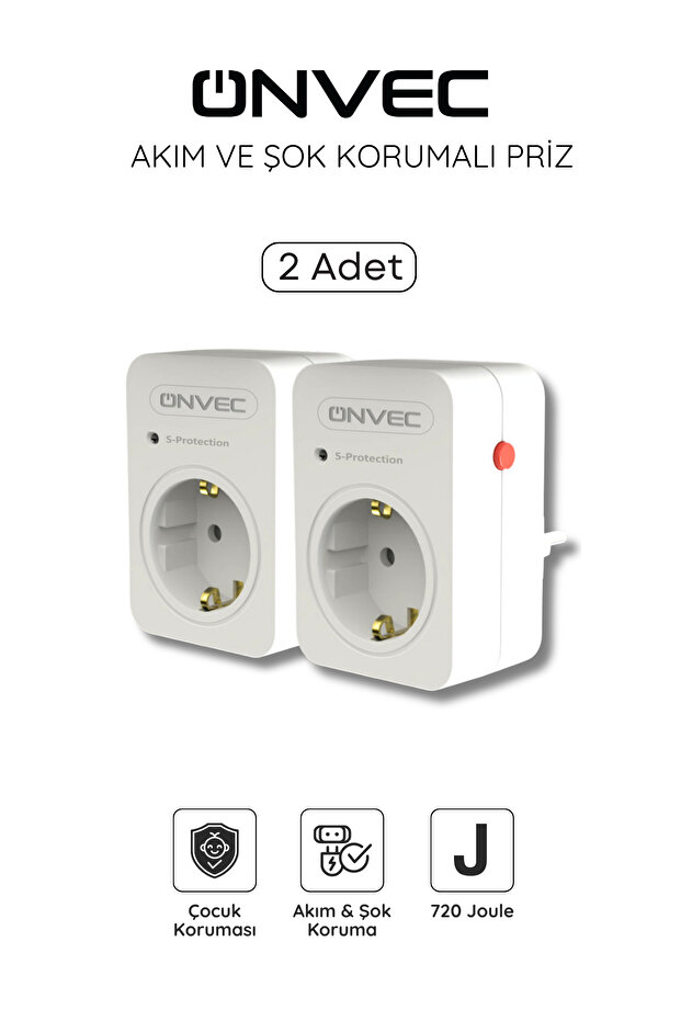 Basic Akım Ve Şok Korumalı Priz 720 Joule 2 Adet - 1