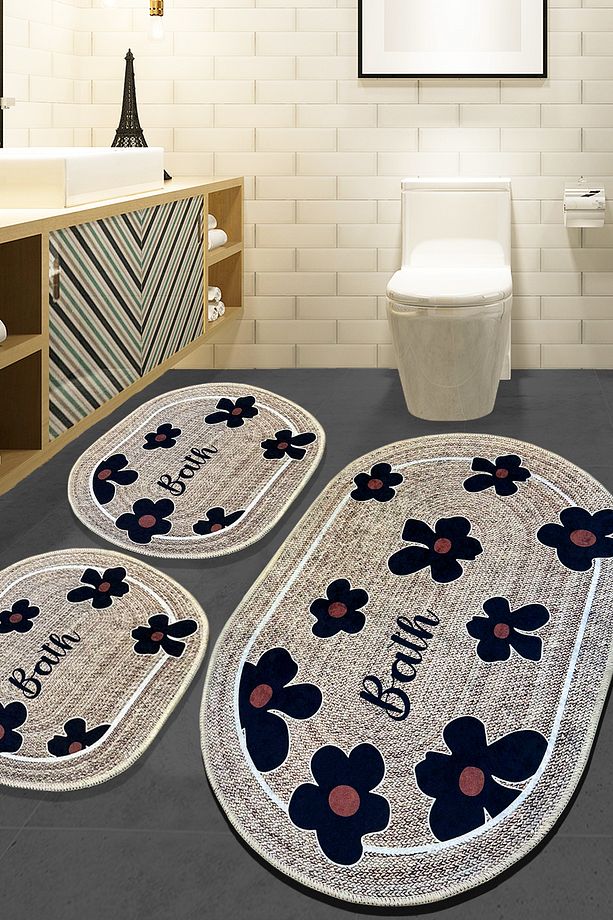 Moole Bej 3'lü Set Banyo Paspası Djtbanyo - 1