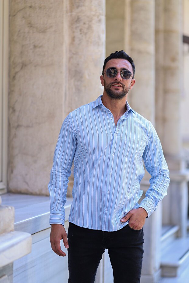 Regular Fit Elit Çizgili Gömlek - 2