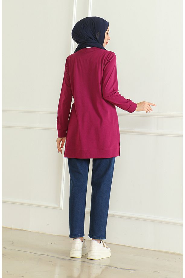 Yırtmaçlı Araboy Tunik 9140-02 Mürdüm - 5