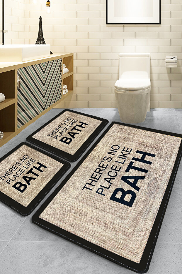 No Place Beige Set of 3 Bath Mats